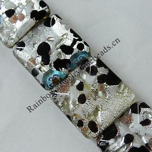 Silver Foil Lampwork Beads, Square, 16mm, Length:16 Inch Sold by Strand
