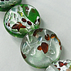 Silver Foil Lampwork Beads, Flat Round, 14mm, Length:16 Inch Sold by Strand