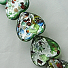 Silver Foil Lampwork Beads, Heart, 12mm, Length:16 Inch Sold by Strand