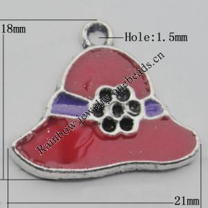 Pendant Zinc Alloy Enamel Jewelry Findings Lead-free, Cap 18x21mm Hole:1.5mm, Sold by Bag