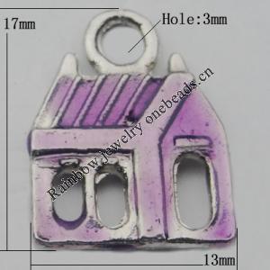 Pendant Zinc Alloy Enamel Jewelry Findings Lead-free, 17x13mm Hole:3mm, Sold by Bag