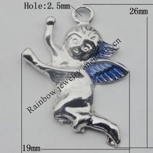 Pendant Zinc Alloy Enamel Jewelry Findings Lead-free, 26x19mm Hole:2.5mm, Sold by Bag