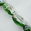 Silver Foil Lampwork Beads, Oval, 8x16mm, Length:16 Inch Sold by Strand