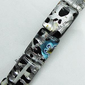 Silver Foil Lampwork Beads, Rectangle, 10x14mm, Length:16 Inch Sold by Strand