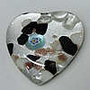 Silver Foil Lampwork Pendant, Heart, 30mm Hole:1mm, Sold by PC