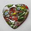 Silver Foil Lampwork Pendant, Heart, 30mm Hole:1mm, Sold by PC