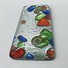 Silver Foil Lampwork Pendant, Trapezium, 35x25mm Hole:1mm, Sold by PC