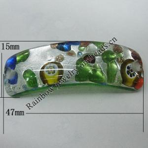 Silver Foil Lampwork Pendant, 47x15mm Hole:3mm, Sold by PC