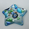 Silver Foil Lampwork Pendant, Star, 40mm Hole:1mm, Sold by PC