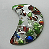 Silver Foil Lampwork Pendant, Moon, 40x30mm Hole:1mm, Sold by PC
