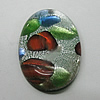 Silver Foil Lampwork Pendant, Flat Oval, 30x20mm Hole:1mm, Sold by PC