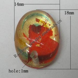 Silver Foil Lampwork Pendant, Flat Oval, 18x14mm Hole:1mm, Sold by PC