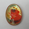 Silver Foil Lampwork Pendant, Flat Oval, 18x14mm Hole:1mm, Sold by PC
