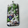 Silver Foil Lampwork Pendant with Metal Alloy Head, Rectangle, 58x25mm Hole:7x4mm, Sold by PC