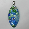 Silver Foil Lampwork Pendant with Metal Alloy Head, Horse Eye, 50x21mm Hole:7x4mm, Sold by PC