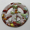 Silver Foil Lampwork Pendant, Peace Sign, 50x32mm Hole:7x4mm, Sold by PC