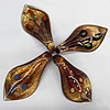 Gold Sand Lampwork Pendant, Leaf 67x33mm Hole:About 7mm, Sold by PC