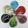 Lampwork Pendant, Teardrop 59x43mm Hole:About 8mm, Box Size:200x200x20mm, Sold by Box