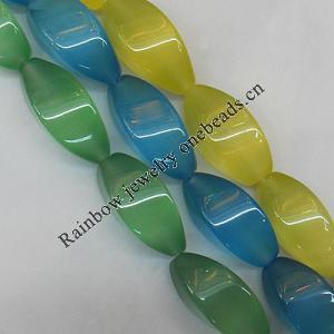 Cat's Eye jewelry Beads, Twist Faceted Oval 9x20mm Length:16-inch, Sold by Strand