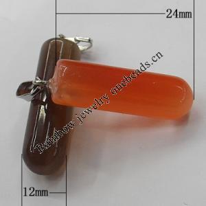 Cats Eye Pendant/Charm, Mix Color, 12x24mm, Hole:About 1MM, Sold by PC