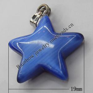 Cats Eye Pendant/Charm, Mix Color, Star 19mm, Hole:About 1MM, Sold by PC