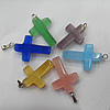 Cats Eye Pendant/Charm, Mix Color, Cross 19mm, Hole:About 1MM, Sold by PC