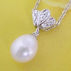 Sterling Silver Pendant/Charm with Pearl, 20x70mm, Sold by PC