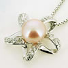 Sterling Silver Pendant/Charm with Pearl, Star 17x16mm, Sold by PC