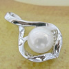 Sterling Silver Pendant/Charm with Pearl, 21x13.82mm, Sold by PC