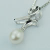 Sterling Silver Pendant/Charm with Pearl, 23x11.25mm, Sold by PC