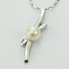 Sterling Silver Pendant/Charm with Pearl, 29.14x7.65mm, Sold by PC