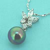 Sterling Silver Pendant/Charm with Pearl, 11.58x25mm, Sold by PC