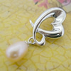 Sterling Silver Pendant/Charm with Pearl, 28x15mm, Sold by PC