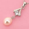 Sterling Silver Pendant/Charm with Pearl, 28x8mm, Sold by PC