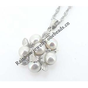 Sterling Silver Pendant/Charm with Pearl, 17.24x24.56mm, Sold by PC