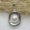 Sterling Silver Pendant/Charm with Pearl, 29.42x16.08mm, Sold by PC