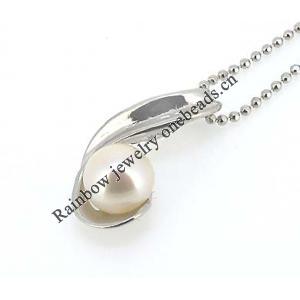 Sterling Silver Pendant/Charm with Pearl, 20x9mm, Sold by PC