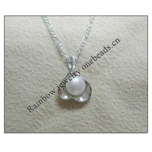 Sterling Silver Pendant/Charm with Pearl, 15.26x10.32mm, Sold by PC
