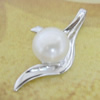 Sterling Silver Pendant/Charm with Pearl, 24.20x12.10mm, Sold by PC