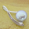 Sterling Silver Pendant/Charm with Pearl, 21x10mm, Sold by PC