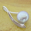 Sterling Silver Pendant/Charm with Pearl, 21x10mm, Sold by PC