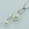 Sterling Silver Pendant/Charm with Pearl, 23.58x9mm, Sold by PC