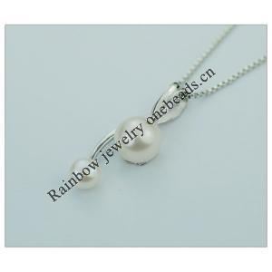 Sterling Silver Pendant/Charm with Pearl, 23.58x9mm, Sold by PC
