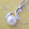 Sterling Silver Pendant/Charm with Pearl, 16.43x10.21mm, Sold by PC