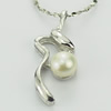 Sterling Silver Pendant/Charm with Pearl, 20.86x11.27mm, Sold by PC