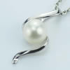 Sterling Silver Pendant/Charm with Pearl, 22.5x10mm, Sold by PC