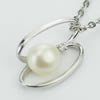 Sterling Silver Pendant/Charm with Pearl, 16x10mm, Sold by PC