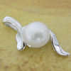 Sterling Silver Pendant/Charm with Pearl, 23x10.30mm, Sold by PC