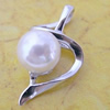 Sterling Silver Pendant/Charm with Pearl, 18.74x9.86mm, Sold by PC