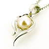 Sterling Silver Pendant/Charm with Pearl, 21x10mm, Sold by PC